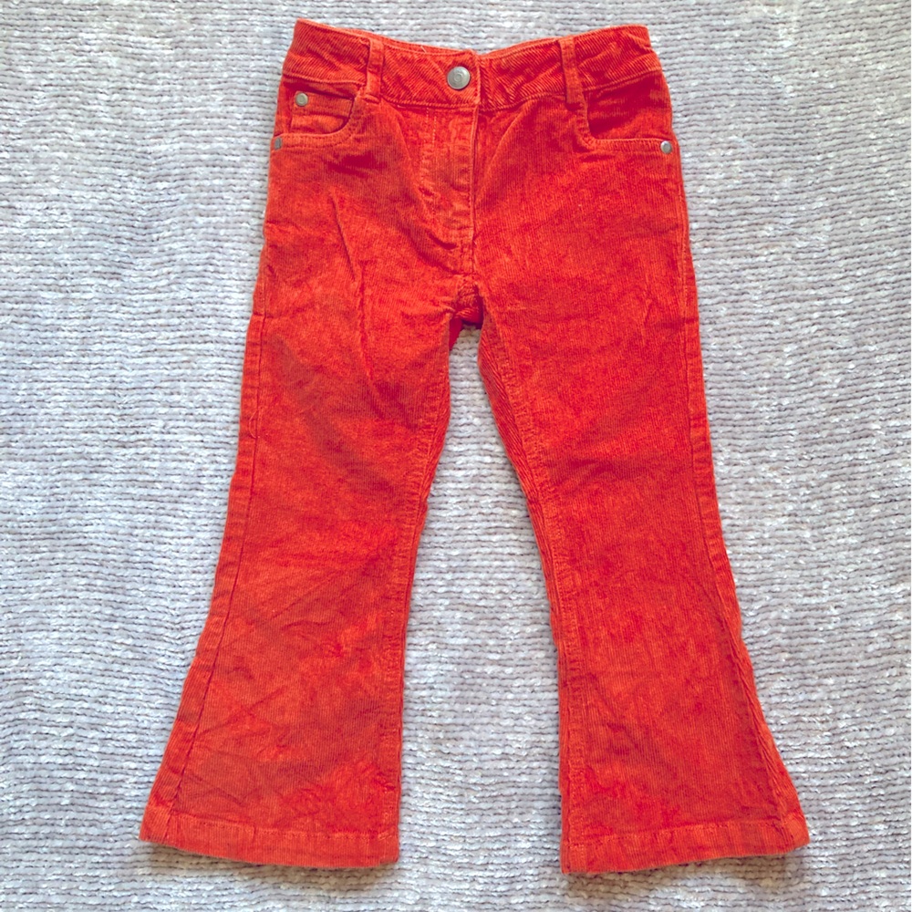 Mini Boden Burnt Orange Corduroy Bootcut Pants Size 4Y Adjustable Waist